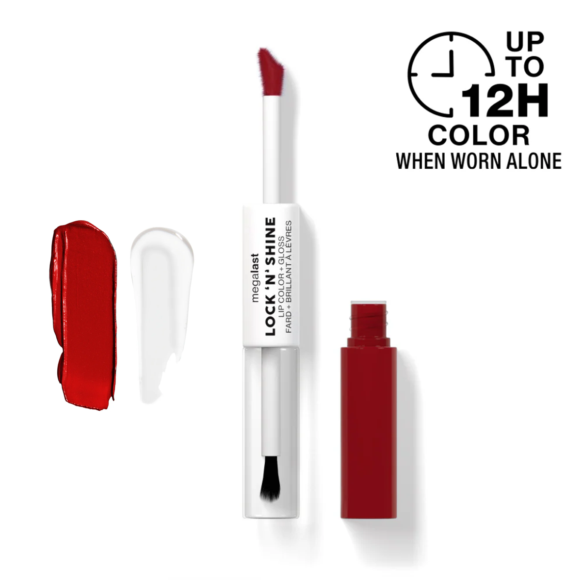 Megalast Lock 'N' Shine Lip Color + Gloss | Red-Y For Me - 1115494E لون وملمع شفاه لوك إن شاين - أبيض
