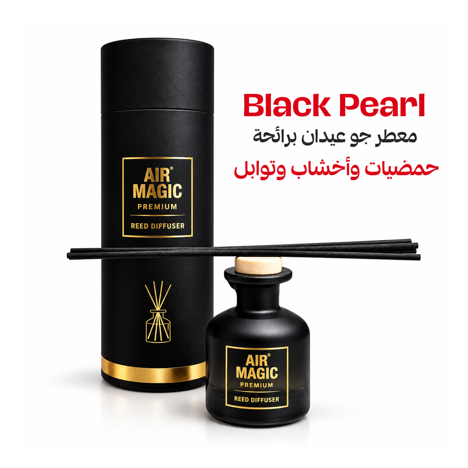 AIR MAGIC Premium Reed Diffuser – Black Pearl – 140ML حمضيات وأخشاب وتوابل