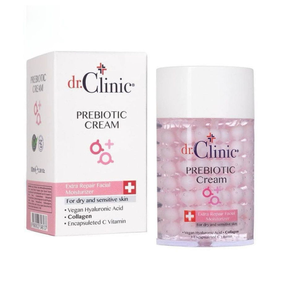 Dr. Clinic - Prebiotic Cream For Dry And Sensitive Skin 100ML د.كلينك | كريم للبشرة الجافة والحساسة بالبكتيريا الحية - وردي
