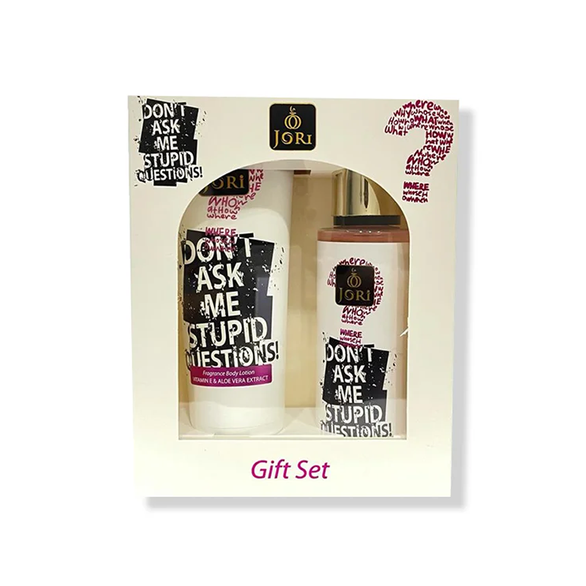 Jori Don't Ask Me Stupid Questions Gift Set طقم جوري للعنايم (لوشن للجسم + بخاخ بودي سبراي)