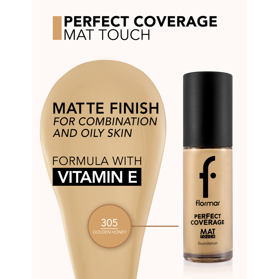 flormar Mat Touch Foundation - New 305 Golden Hney كريم أساس مات تاتش - فاونديشن