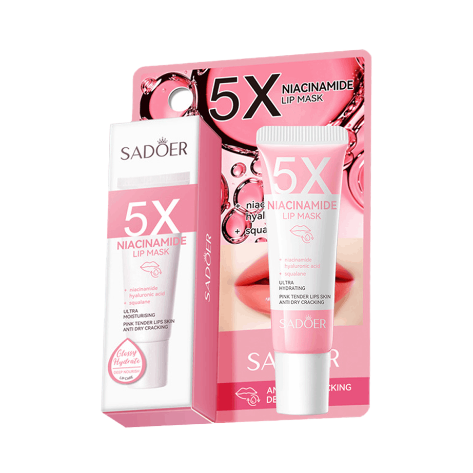 SADOER 5X Niacinamide Lip Mask Pink قناع الشفاه الوردي مرطب ومضاد للتقشير والجفاف