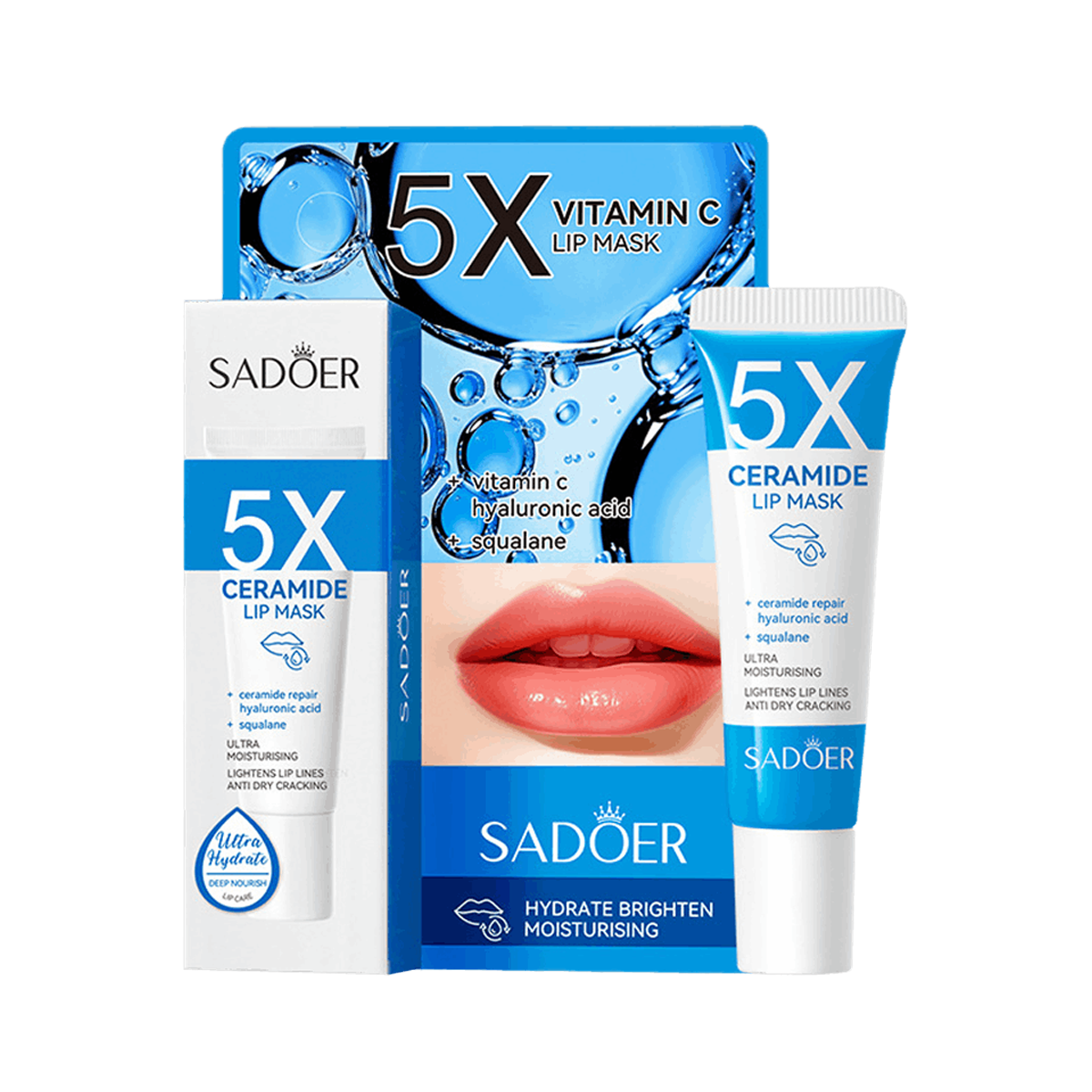 SADOER 5X Niacinamide Lip Mask قناع الشفاه الأزرق مرطب ومضاد للتقشير والجفاف