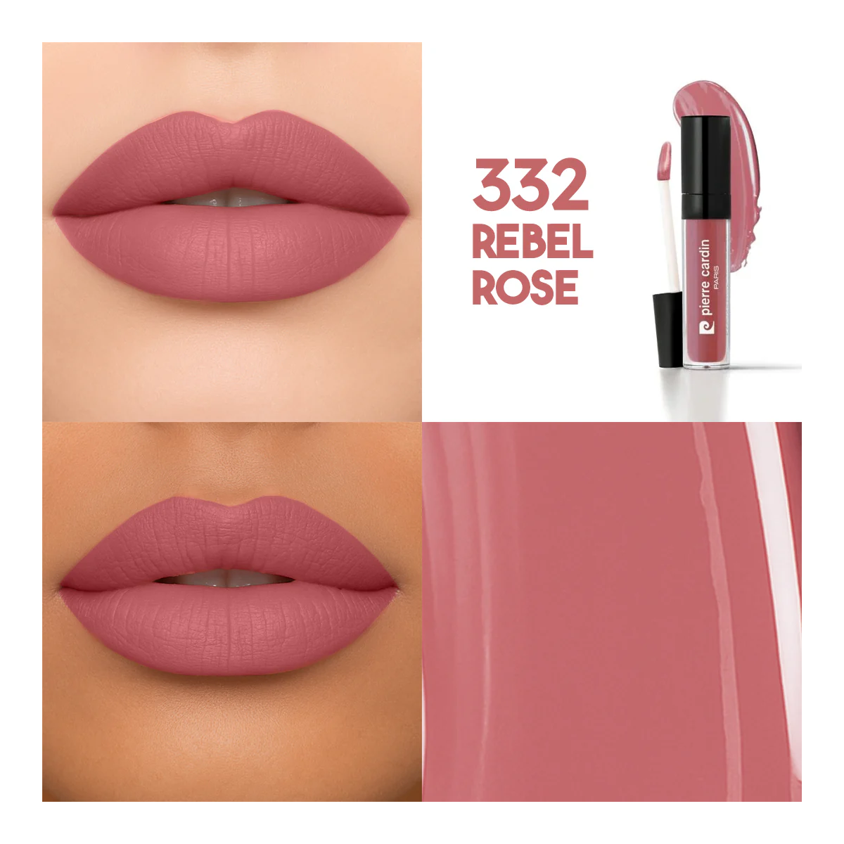 PIERRE CARDIN - Stay Long Lip Color Kiss Proof Lipstick 332 أحمر شفاه من بيير كاردان