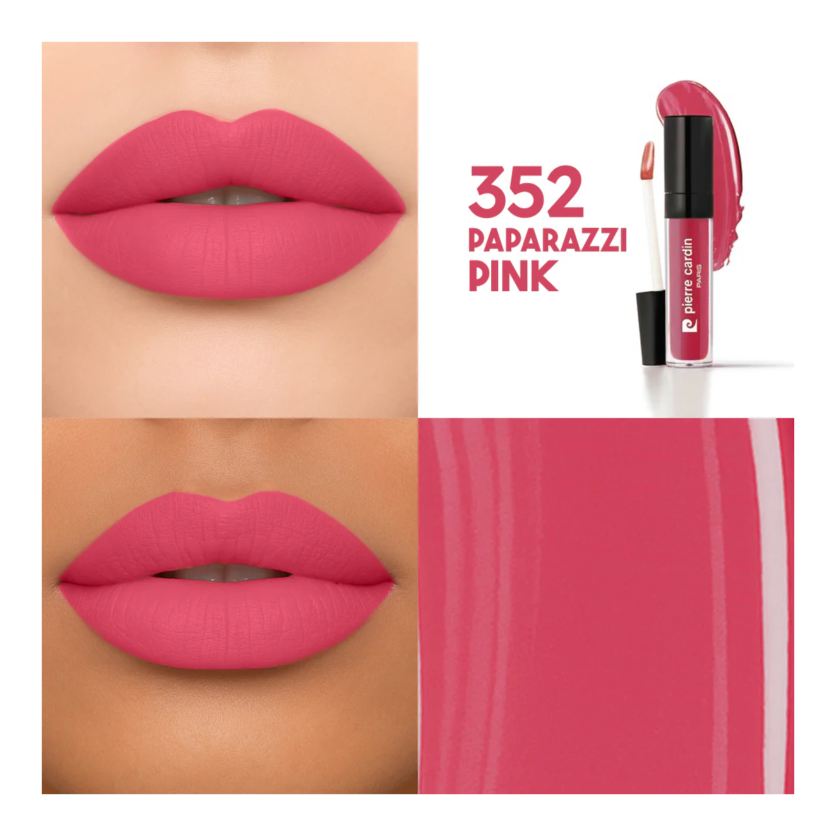PIERRE CARDIN - Stay Long Lip Color Kiss Proof Lipstick 352 أحمر شفاه من بيير كاردان