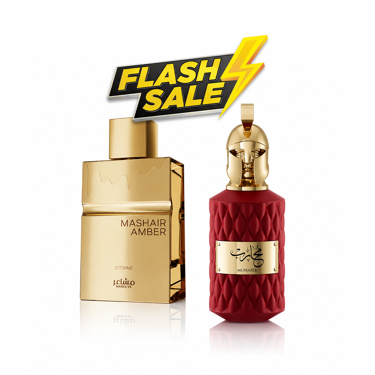 فلاش سيل عطرين (MASHAIR AMBER CITRINE + Muharib Le Falcone الأحمر)